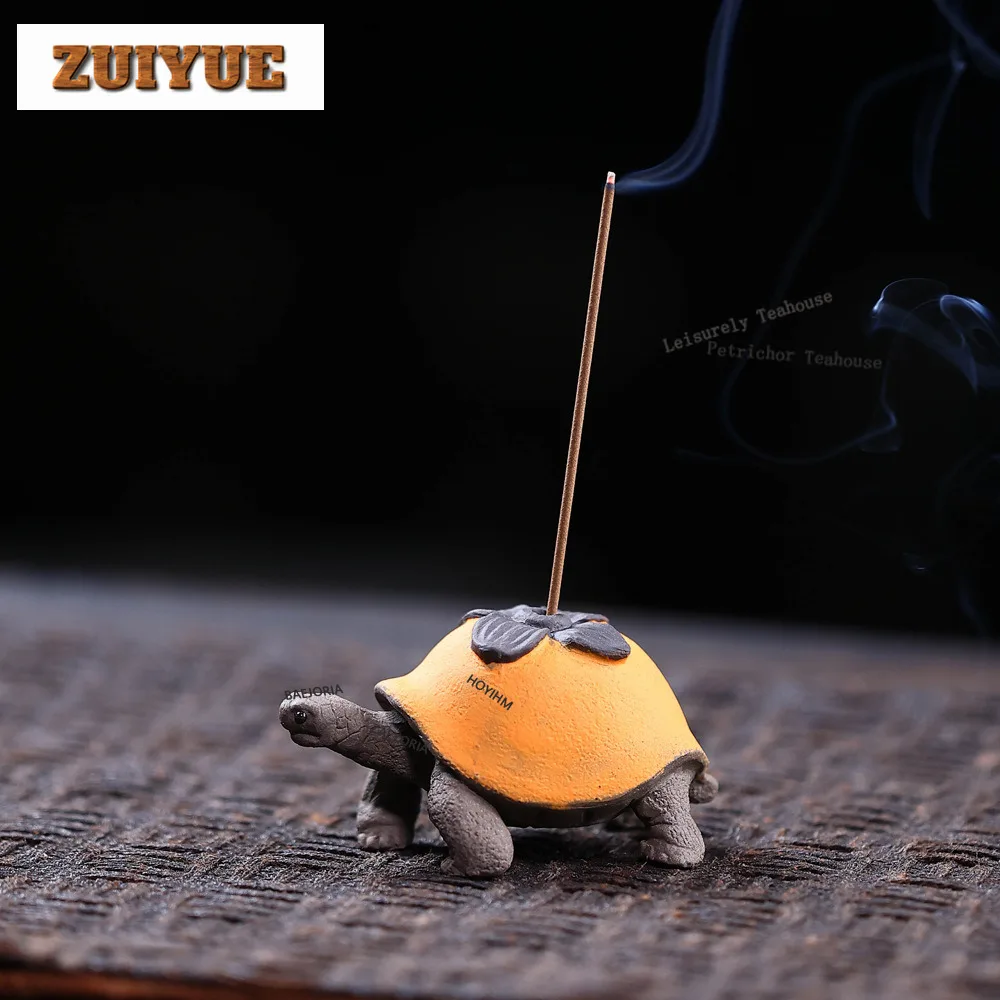 HOYIHM Yixing Purple Clay Turtle Tea Pet Zen Tea Spirit Tea Figurine Play Toys Tea Statue Ornaments Can Be Raised Teaware