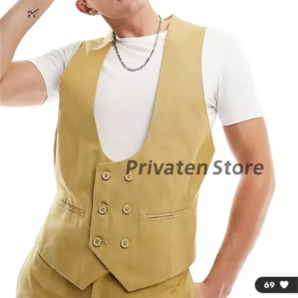 

Vest For Men U- Neck Sleeveless Hip Hop Fashion Boys Steampunk Custom Color Large Size Suits Waistcoat gilet uomo