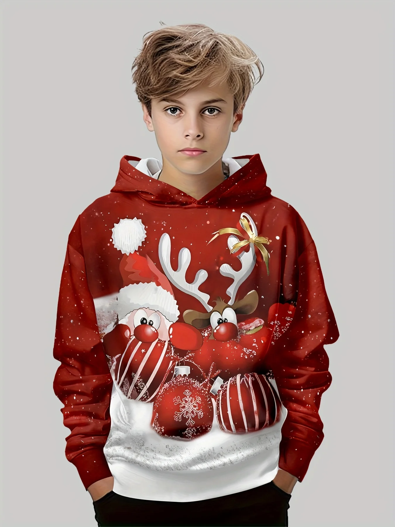 Children Top Christmas Boys Clothing Long Sleeve Autumn Children's Clothing Cartoon Santa Claus Print Pullover Girl Sweatshirts