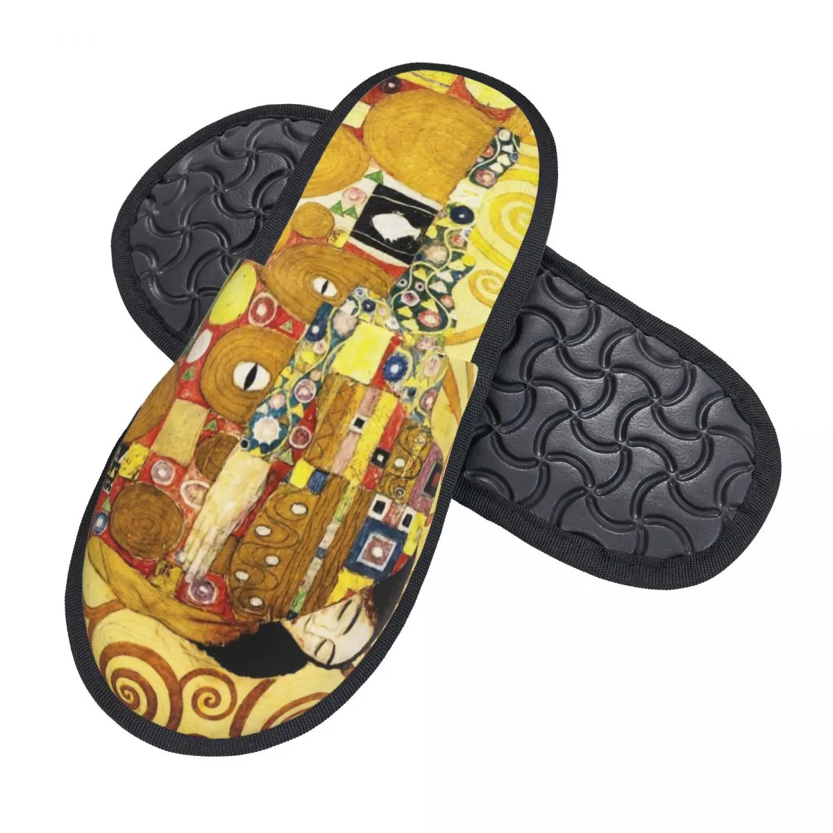 Custom Print Gustav Klimt The Embrace House Slippers Cozy Warm Painting Art Memory Foam Fluffy Slipper Indoor Outdoor Shoes