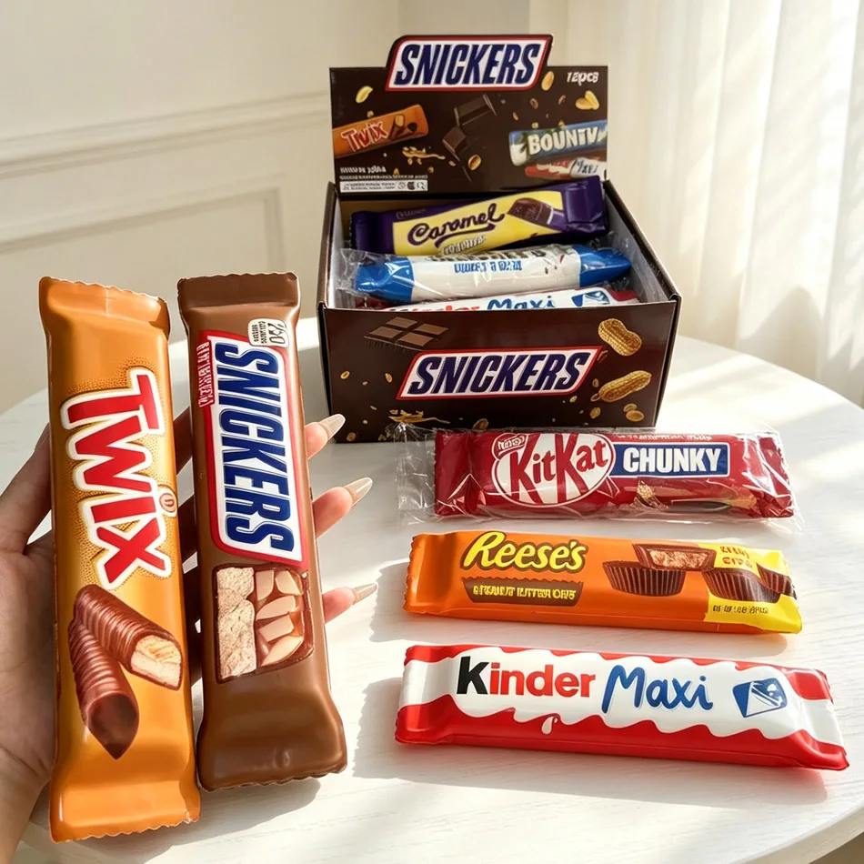 2026 Hot Selling Snickers Chocolate Snack Squishies Fidget Toy Slow Rebound Squeeze Toy Anxiety Relief Creative Small Gift