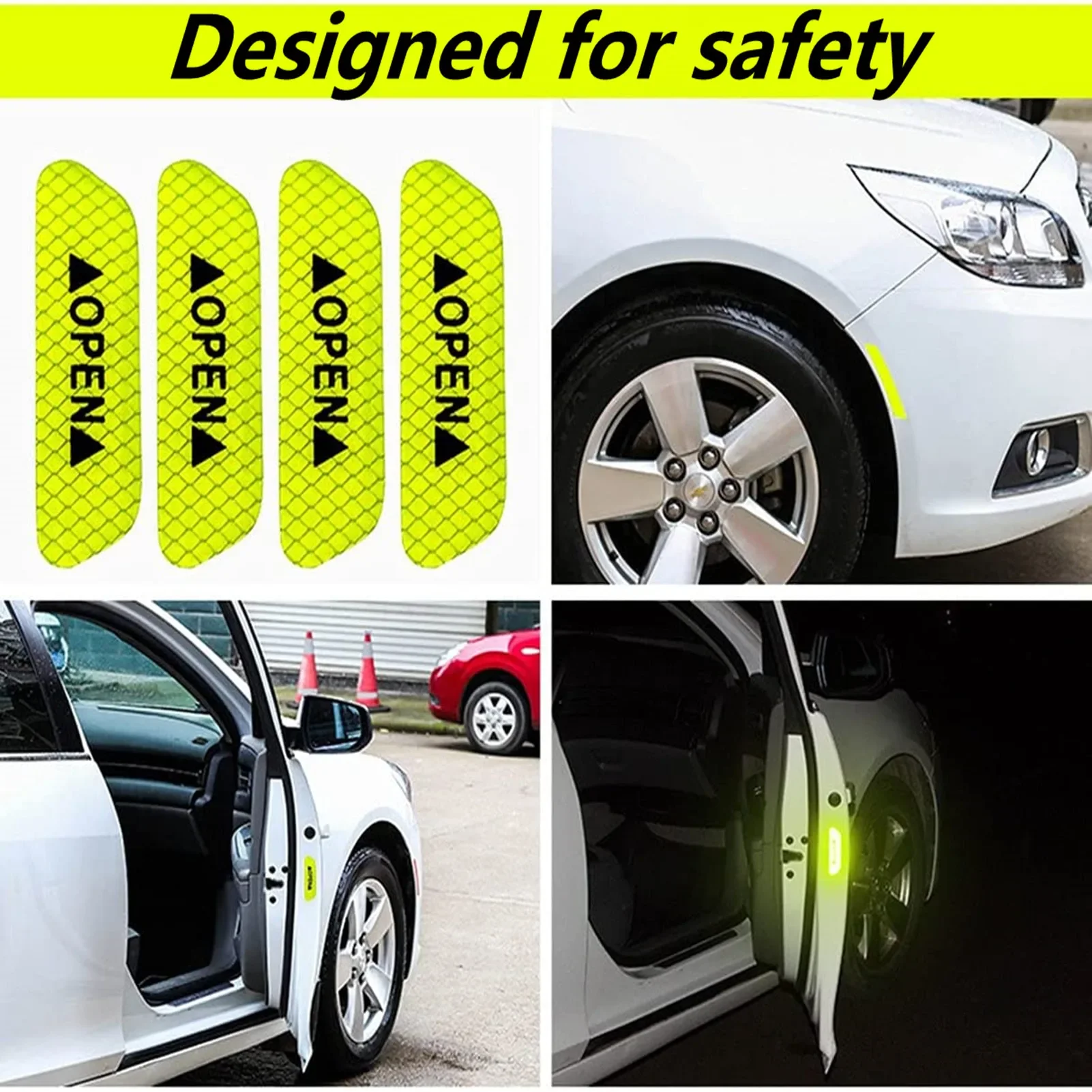 Nacht Reflecterende Auto Deur Sticker Veiligheidsopening Waarschuwing Reflector Tape Sticker Auto-Accessoires Exterieur Interieur Reflector