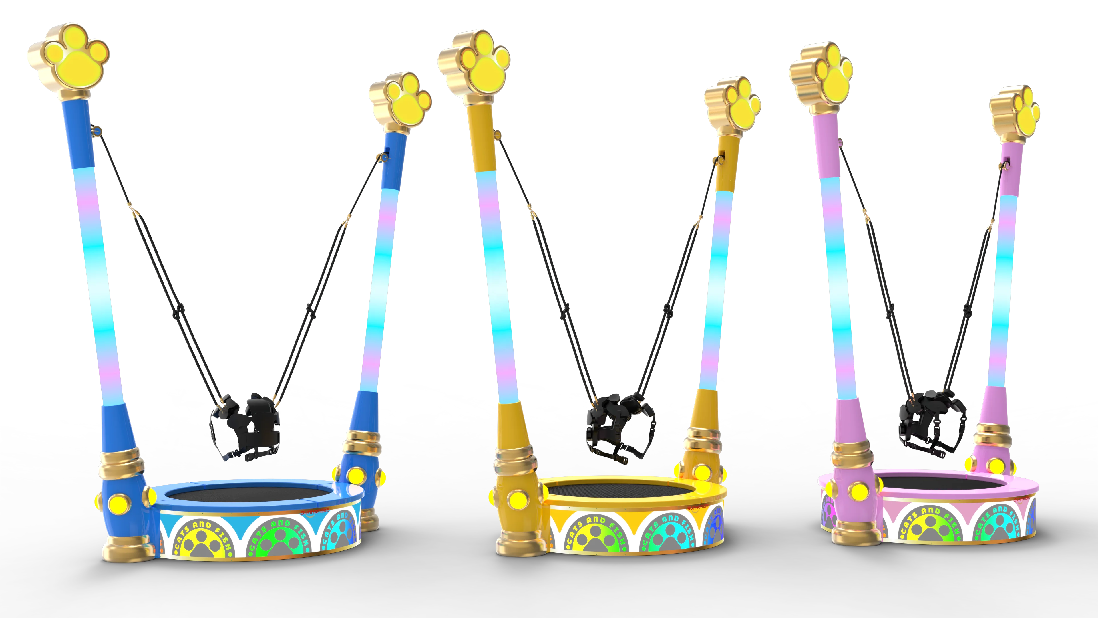 Single Player Bungee Jumping Trampoline Indoor & Outdoor Playground, Amusement Park Ride for Family Game Center