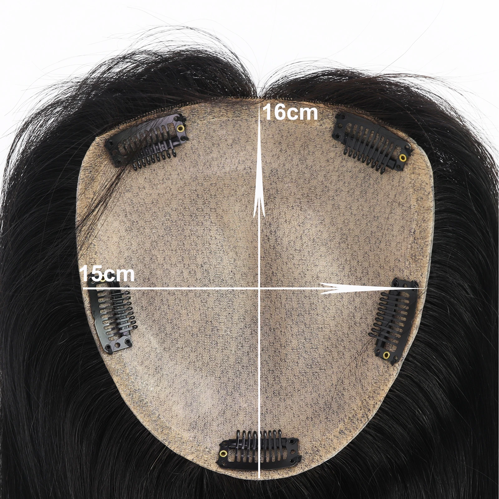 بني داكن 150% كثافة الشعر البشري توبر مع الانفجارات الحرير الجلد قاعدة الشعر المستعار مع مقاطع في 15x16 سنتيمتر غطاء قاعدة الحرير للنساء