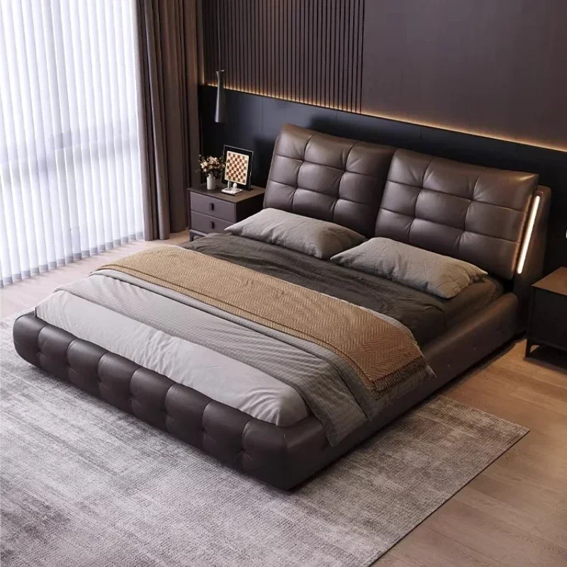 Lit 150x200cm 180x200cm Double Bed 2 People Furniture Luxury First Layer Cowhide Lawrence Cloud Bedroom Beds And Bed Frames