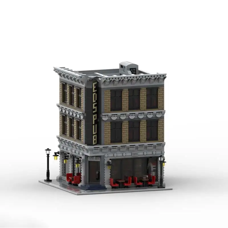 MOC-117917 City Architecture Series Modular Ed's Corner Pub Street View Model Building Blocks Bricks Kid Birthday Toys Xmas Gift