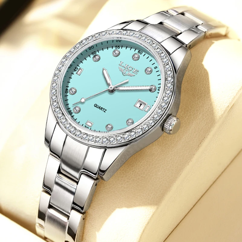 LIGE Womens Watches Top Brand Luxury Creative Steel Quartz Watch For Women's Fashion Elegant Women's Bracelet Watch Montre Femme