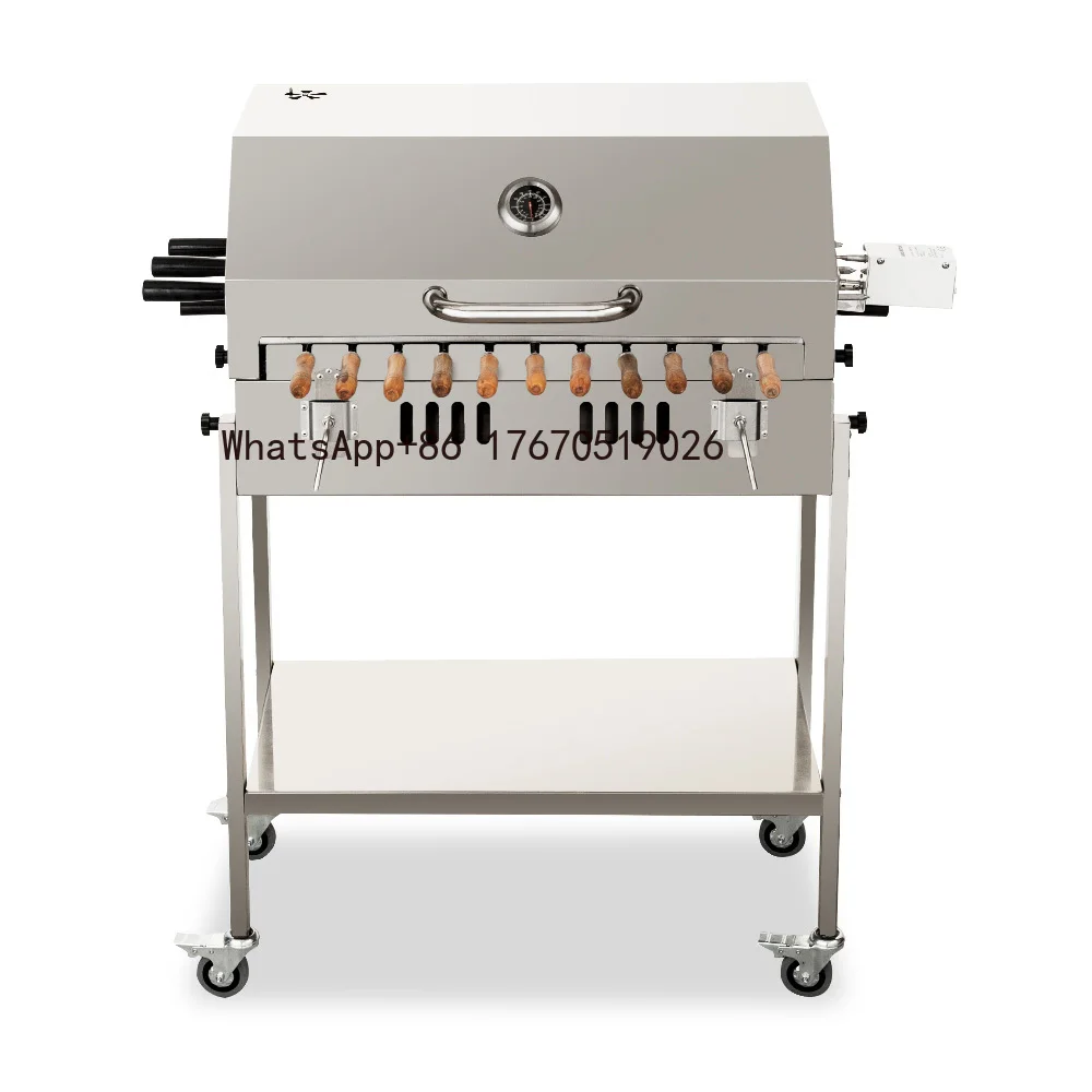 Modern Outdoor Large Charcoal Cyprus Foukou Rotisserie BBQ Grill High Steel Fire Trolley for Indoor Outdoor Camping - HDC02