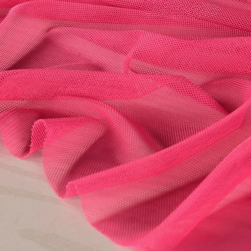 Solid Color High Elasticity 40D Polyester Ammonia Mesh Fabric Knitted Soft Four-way Elastic Dress Base Mesh Fabric