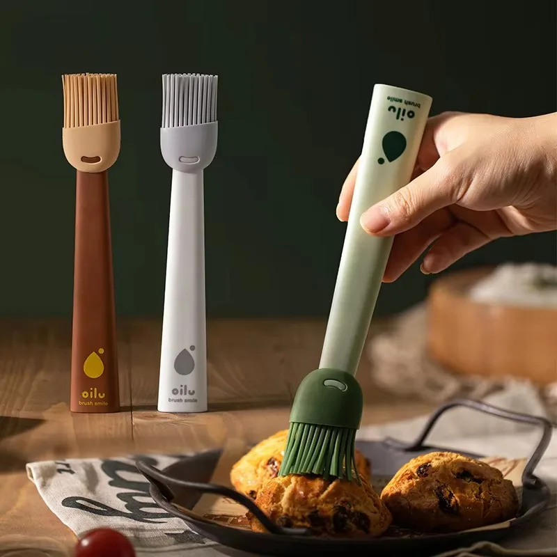 Detachable Silicone Oil Brush Kitchen Pancake Oil Brush Home High Temperature Resistance No-linting BBQ Baked Camping Food Brush