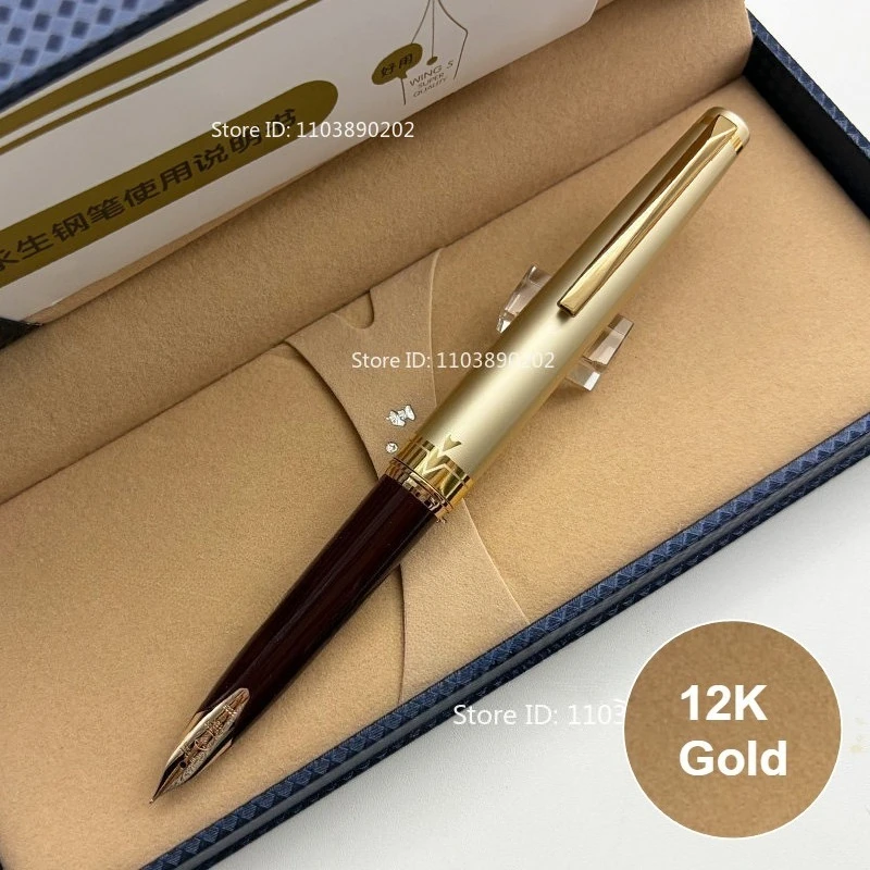WingSung Junlai 610 Taschenfederhalter Rot/Schwarz 12K Gold Feder EF/F/M Geschäftliches Schreiben Geschenk Schule Büro Schreibwaren