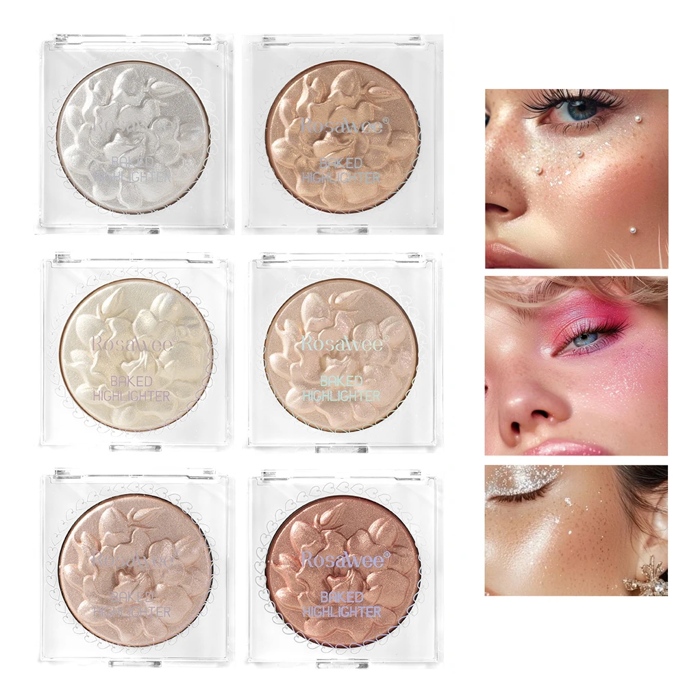 6-color face highlighting compact with natural pearlescent, three-dimensional, water- and sweat-resistant formula