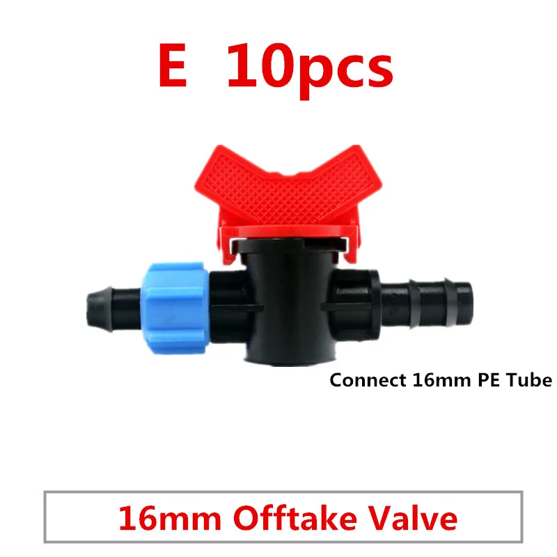 16mm Tee Elbow Offtake Straight Valve For Drip Tape Greenhouse Watering Fittings Driptape Drip Irrigation Equipment