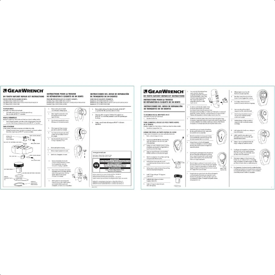 3 8 Drive 84 Tooth NonQuick Release Ratchet Repair Kit 81227F