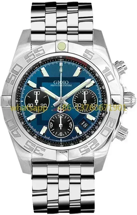 Luxury New Quartz Chronograph Watch for Men Stainless Steel Rotating Bezel Black Blue Rose Gold Rome Dial Watches