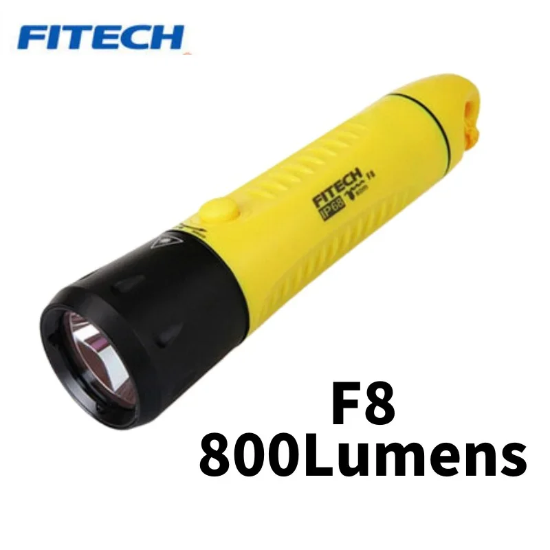 100% original Fitech F8 Rechargeable  Diving Flashlight 800Lumens Include 3*18650Battery