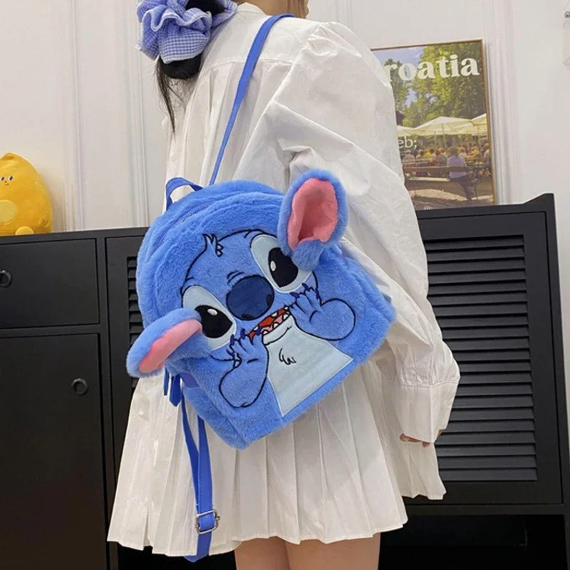 Disney-Sac à dos en peluche grande capacité pour enfants, Ins Japanese Blue Stitch, Cartoon drôle, Student, Maternelle, Cadeau pour enfant, Nouveau