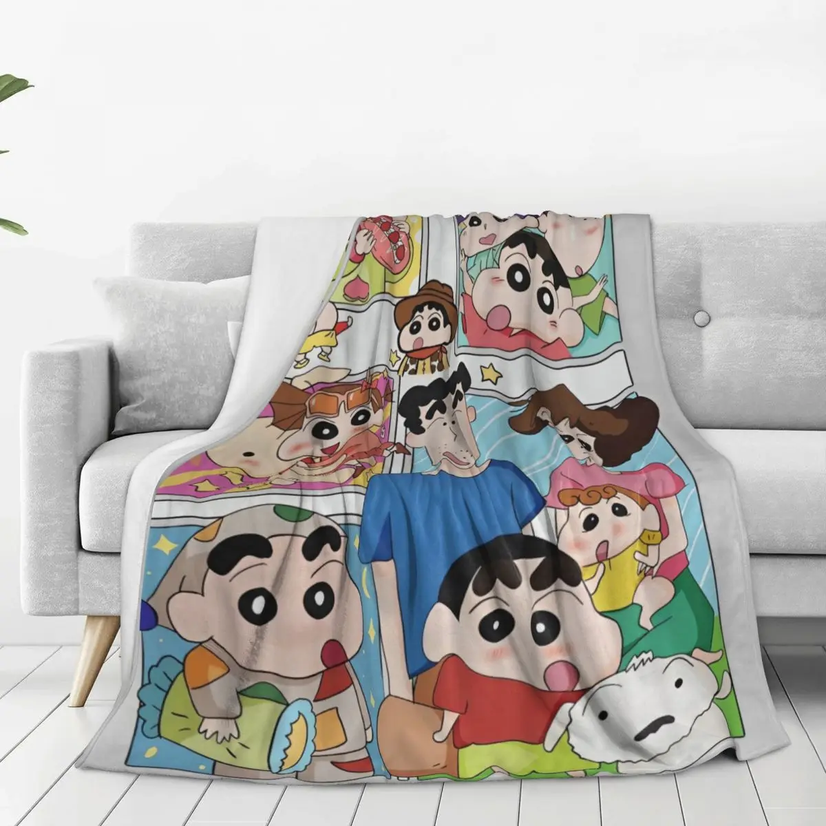 Crayon Shin-chan Kawaii Miniso Blanket Decorative Flannel Throw Blanket For Living Room Super Soft Quality Bedspread Gift Idea