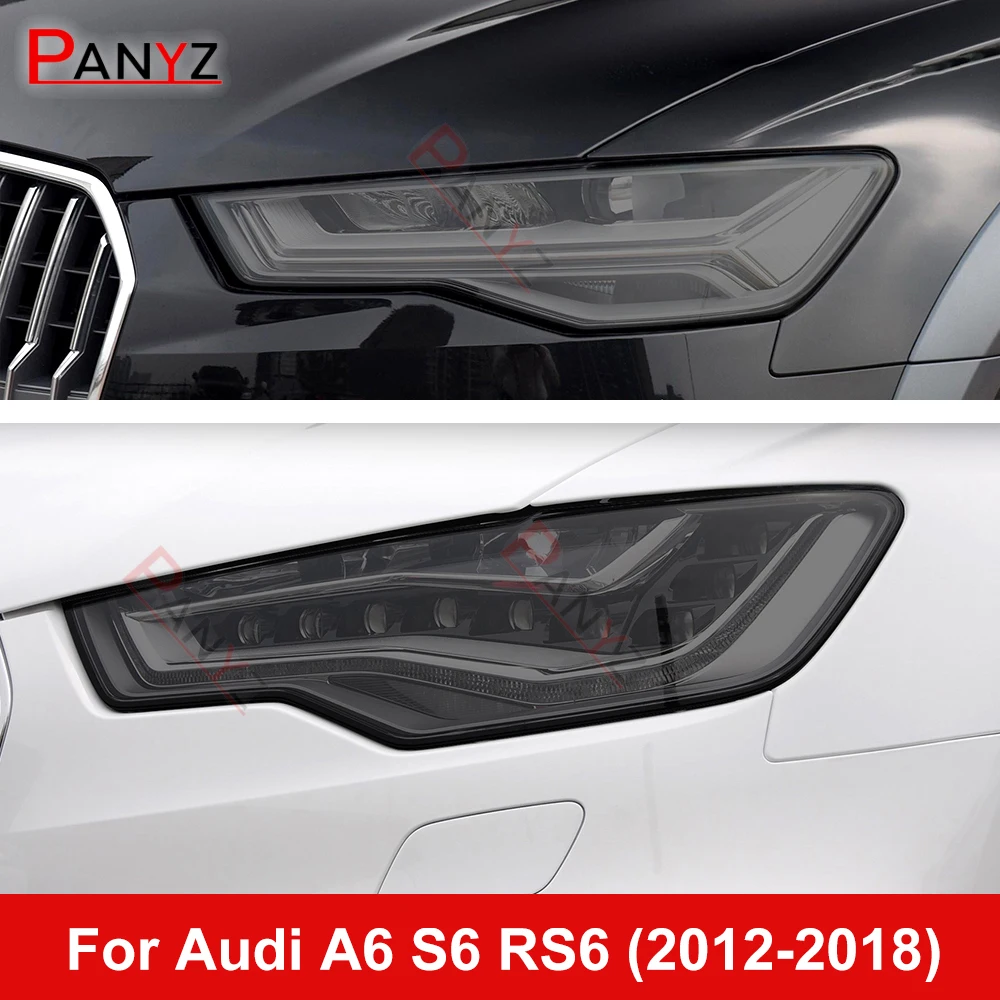 Image of 2pcs für audi a6 c7 4g s6 rs6 2015-2018 Auto Scheinwerfer Schutz folie Scheinwerfer Restaurierung transparent schwarz TPU Aufkleber