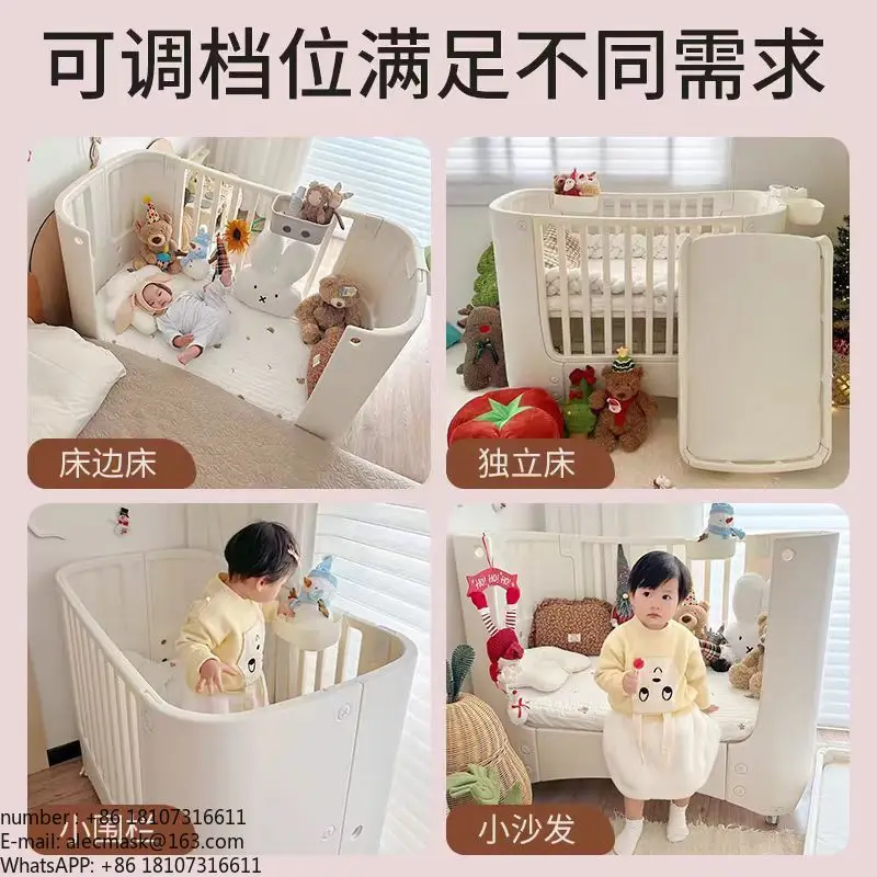 Culla Regolabile e Mobile, Letto Componibile Multifunzione per Neonati