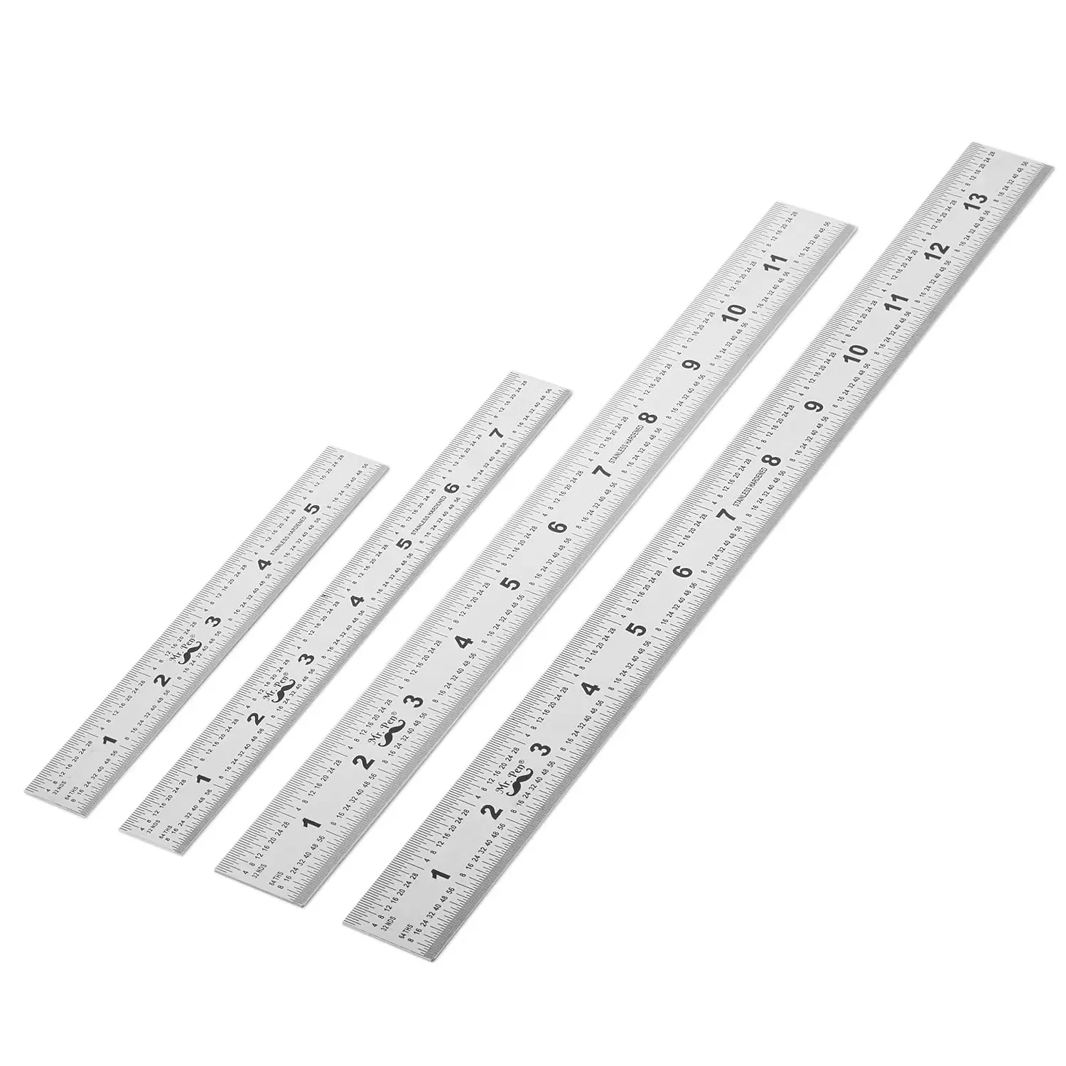 

Stainless Steel Machinist Ruler 4 Pack (6, 8, 12, 14 Inch) with Metric & Imperial, Precision Measuring Tool for Engineering