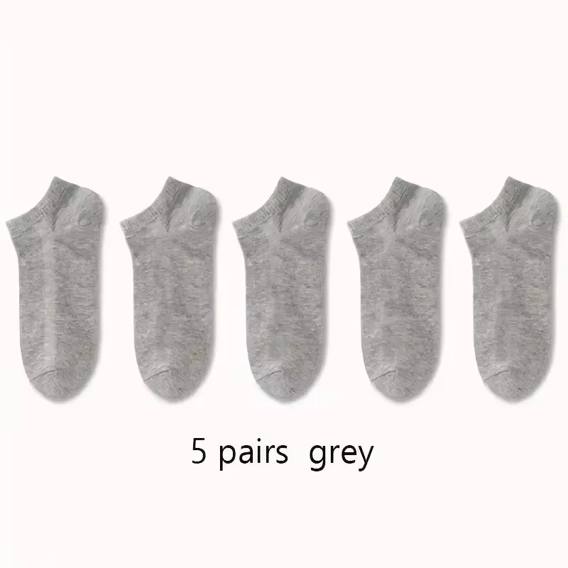 5/10 Pairs Men\'s Boat Socks Business Sport Sweat Absorption Mature Summer Autumn Solid Color Non Pilling Versatile Ankle Socks