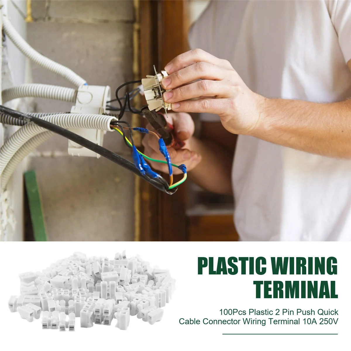 

Push Quick Cable Connector 100Pcs Plastic 2 Pin Push Quick Cable Connector Wiring Terminal 10A 250V