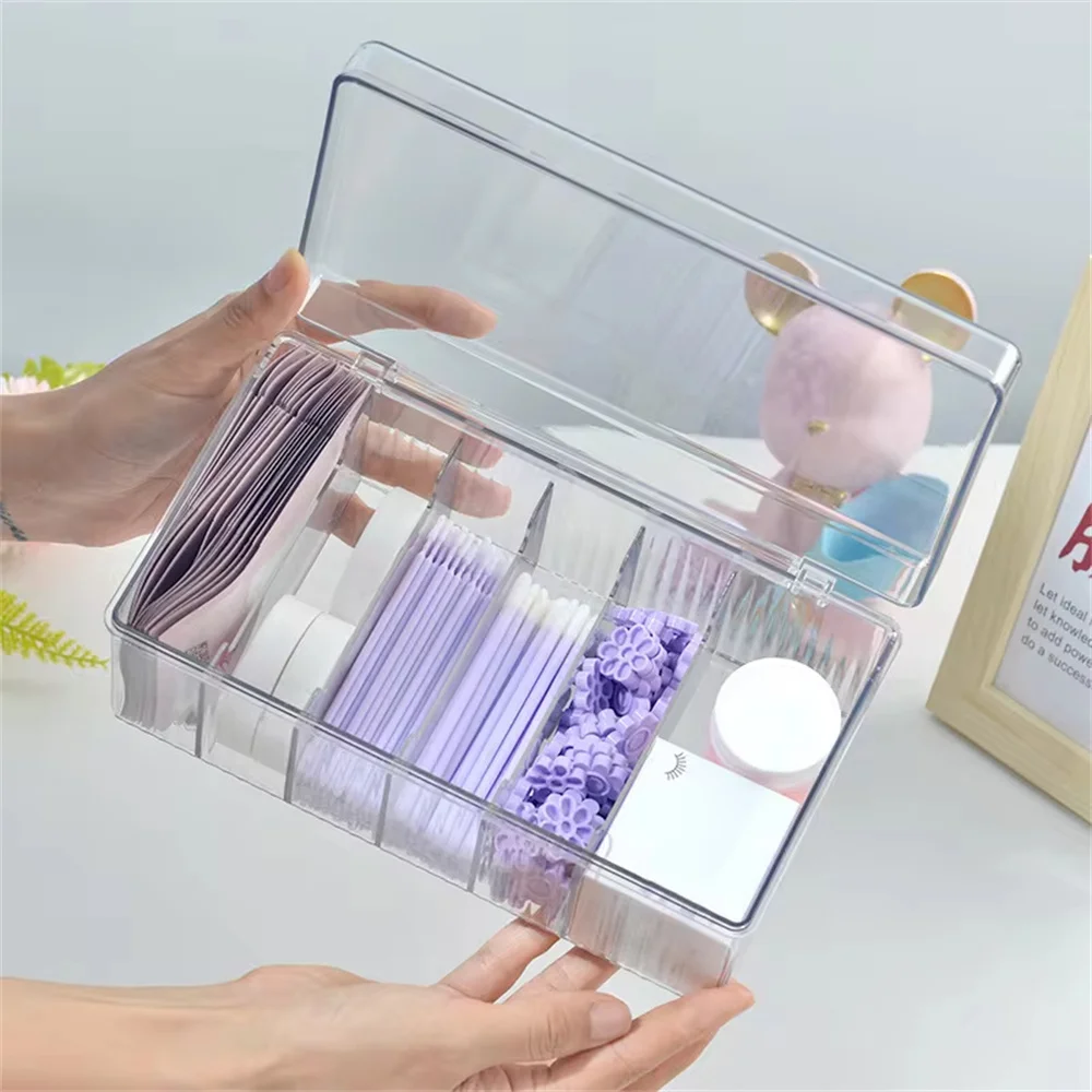 Boîte de rangement pour outils d'extension de cils avec couvercle, accessoires pour cils, porte-pince à épiler, boîte transparente en acrylique