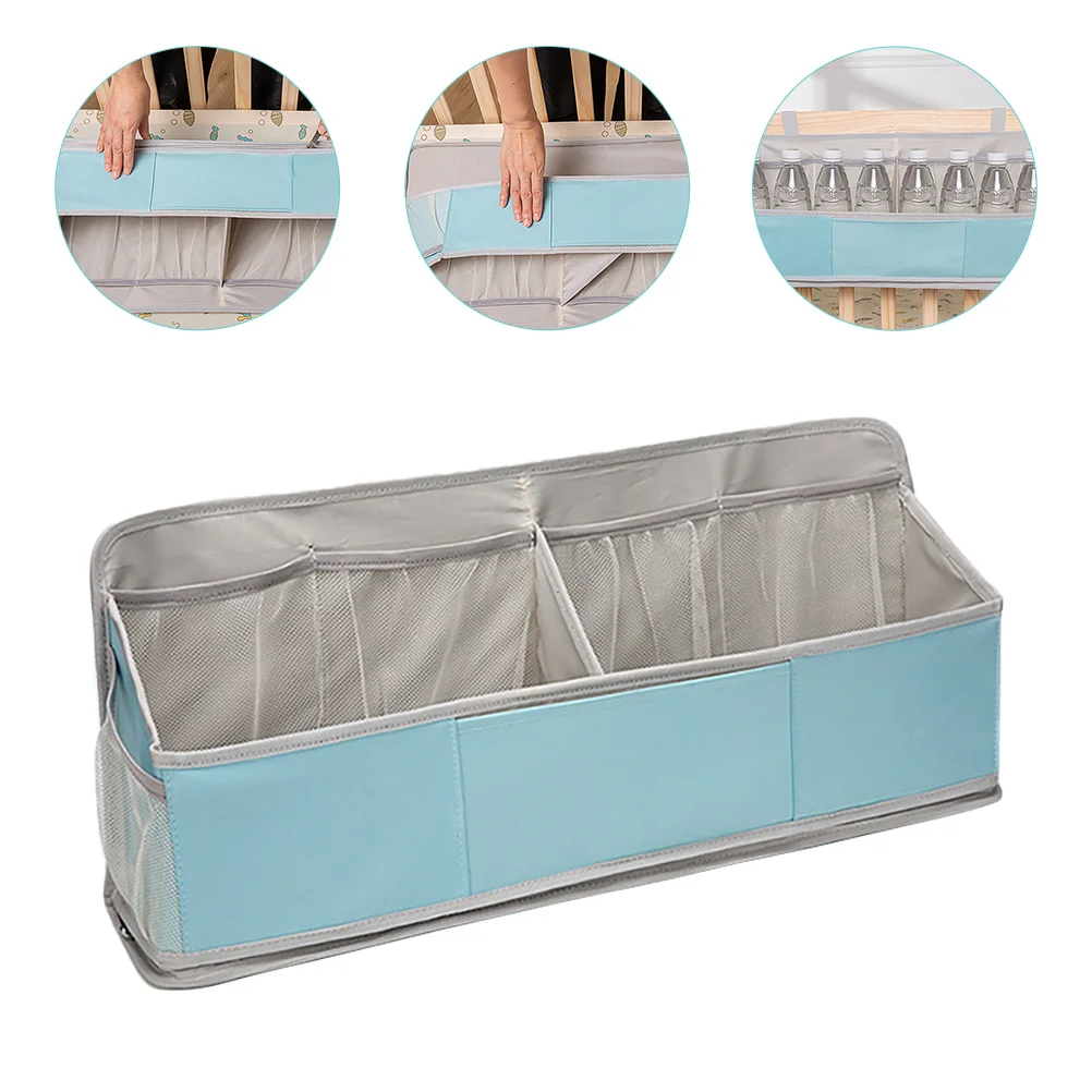 منظم حفاضات الأطفال بتصميم مدمج، منظم تعليق لسرير الأطفال عالي التحمل لزجاجات الحفاضات ومحطة تغيير المسحوق #4