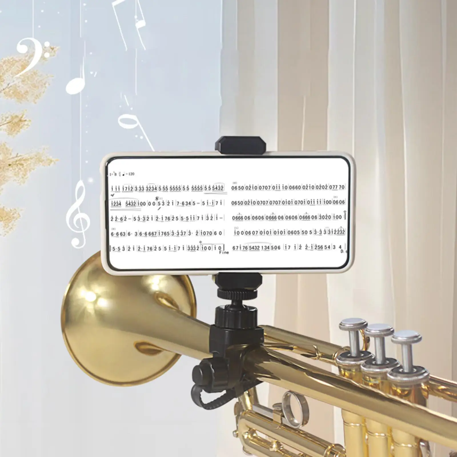 

Trumpet Lyre Phone Holder Low Brass Lyre Multifunction Adjustable Convenient Marching Band for Clarinet Trumpet Trombone Oboe