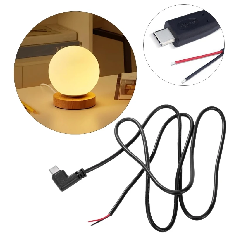 25cm/1m/2m Type C Male to Open End 2Pin Power Cable Extension Cord Wire 5V 3A 22AWG for LED Light Routers Fan Camera