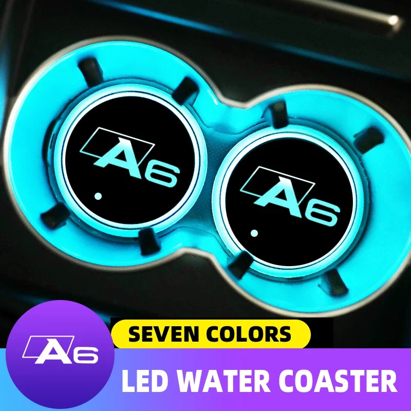 7 Color LED Car Cup Holder Light Luminous Coaster Water Cup Pad Accessories For Audi A1 A3 A4  A5 A6 A7 Q2 Q3 Q5 Q7 Q8 B8 8P B9