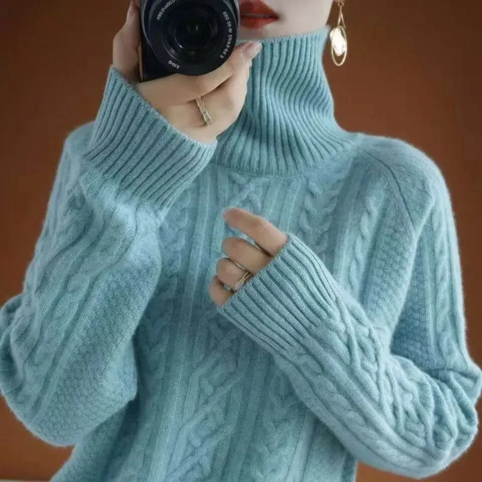 

Women Turtleneck Sweater Autumn Winter Warm Soft Knitted Pullover Female Jumper Women Sweater Tops Turtle Neck