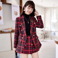 Fashion DesignerLuxury 2 Piece Set Autumn Winter Women Tweed Blazer Shorts Suits Outfits Casual Matching Set S-4XL Size Clothing