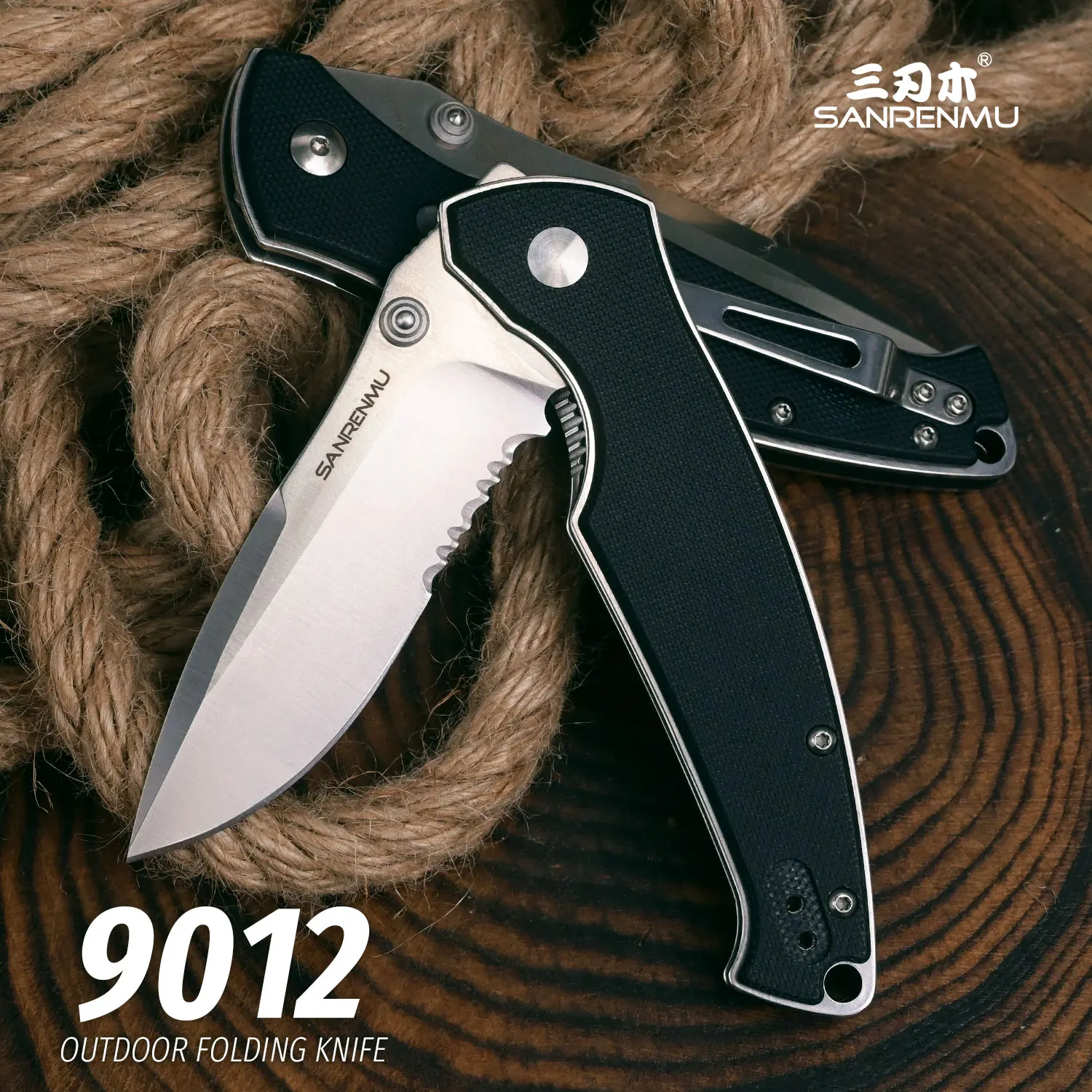 

SANRENMU SRM 9012 Pocket Folding Knife Outdoor Fishing Hunting Camping Survival EDC Portable Tools 12c27 Blade G10 Handle Knives