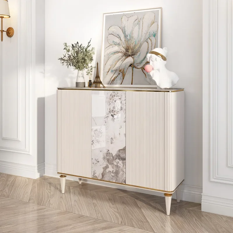 

rock slab shoe cabinet, high-end storage and decoration cabinet in the living room, luxury dining cabinet for villa lights