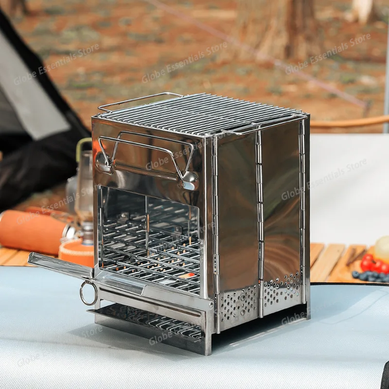 Camping Wood Burning Stove Portable Folding Camp Stoves Collapsible stove Campfire tove for Outdoor Cooking Picnic Hiking BBQ