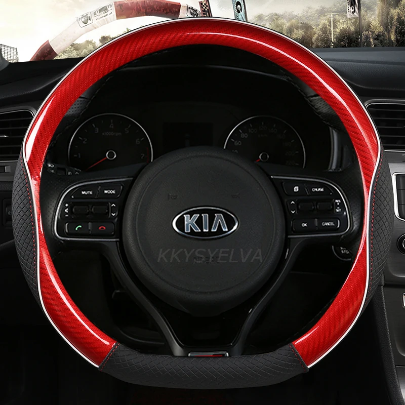 Carbon Fiber D Type Car Steering Wheel Cover Wrap For Kia Proceed Ceed GT Stonic 2017 2018 2019 2020 2021 Picanto X-line Morning