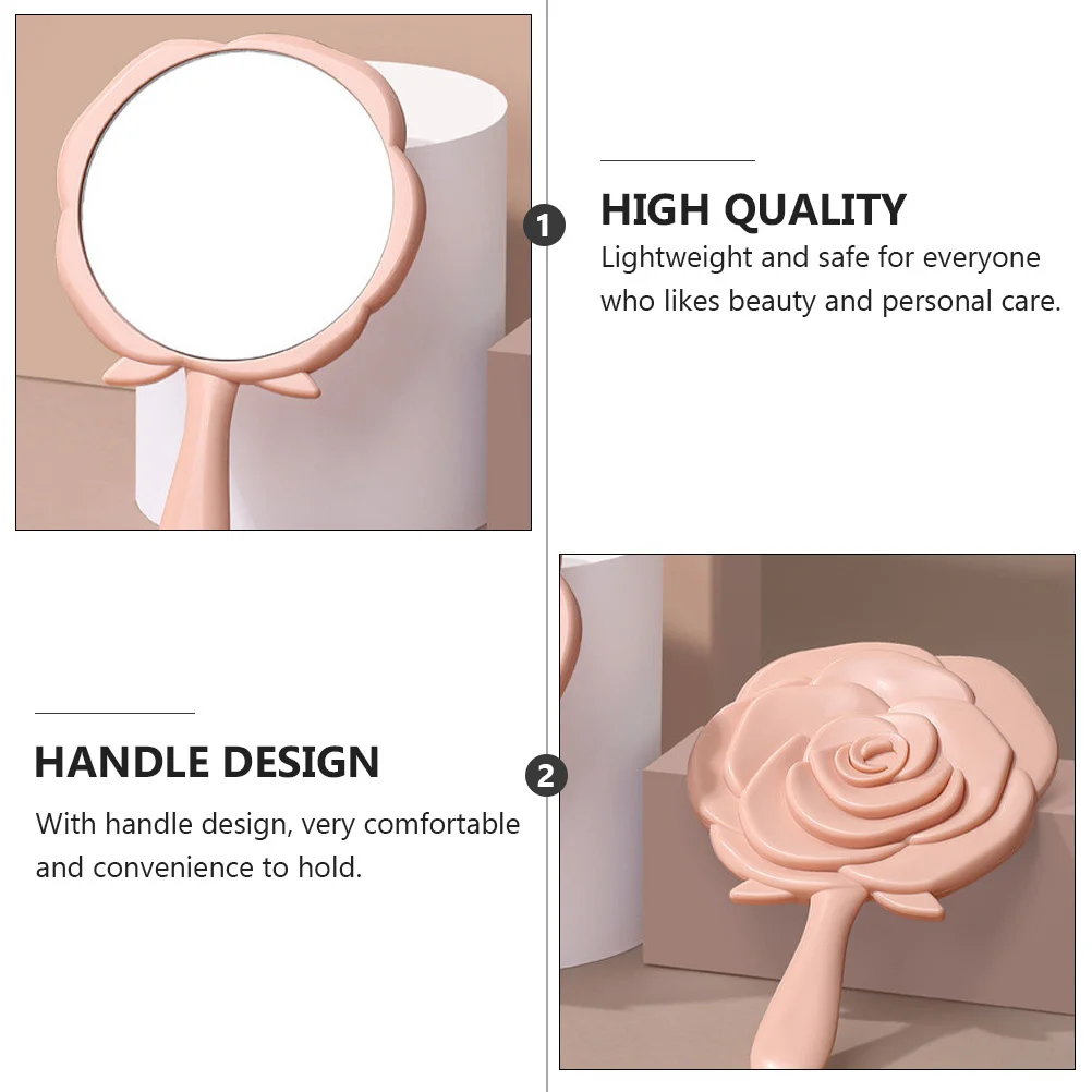 2 pçs em forma de rosa lidar com espelhos portátil leve durável pequeno espelho de vaidade para viagens uso doméstico espelho de maquiagem