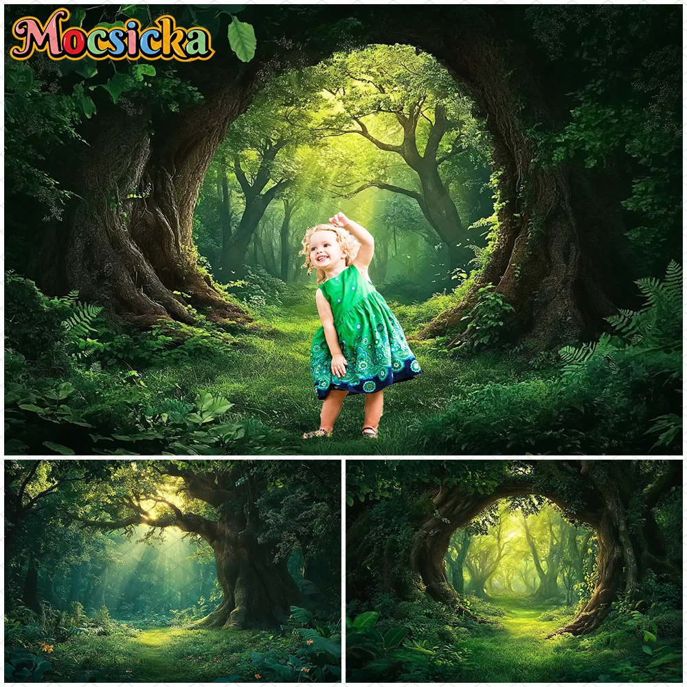

Mocsicka Spring Backdrop Photography Easter Green Forests Trees Grasslands Decoration Background Studio Props Birthday Wallpaper