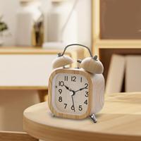 Bell Alarm Clock Bedside Wake up Clock Silent Wooden Creative Analog Alarm Clock
