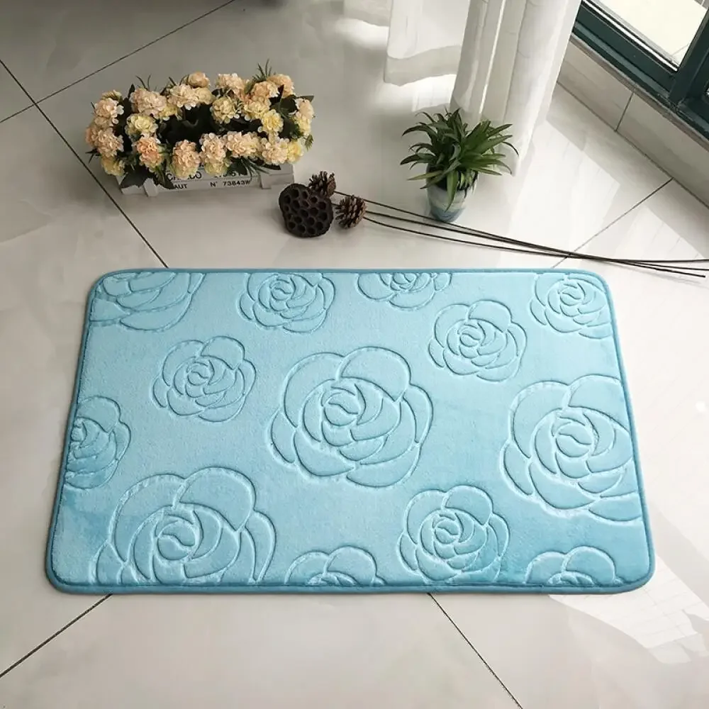 

Textured 3D Flannel Plush Absorbent Non-Slip Bath Mat Home Flooring Carpet Entrance Rug Professional