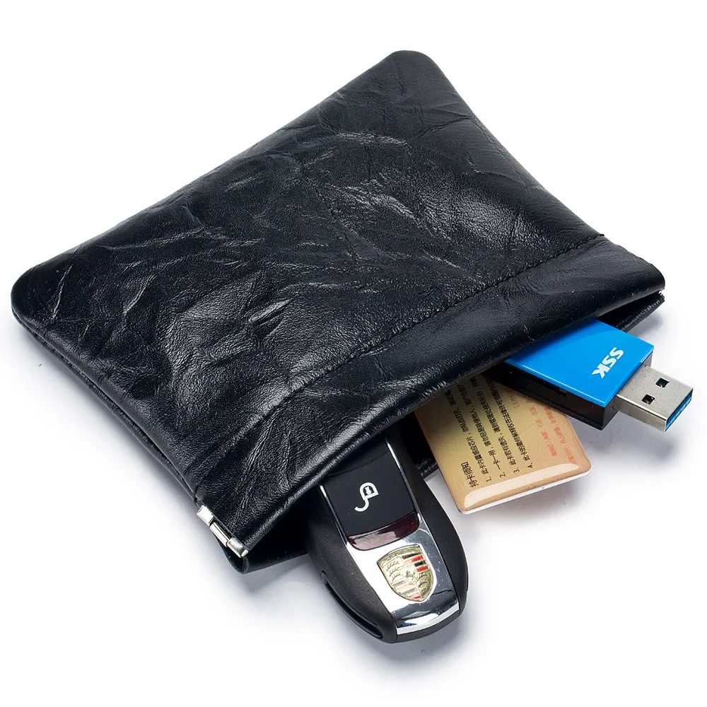 

Мини-кошелек для монет из натуральной кожи, маленький кошелек для монет, мягкая кожа, шрапнель, сжимаемый кошелек для монет, держатель для мелочей для мужчин и женщин