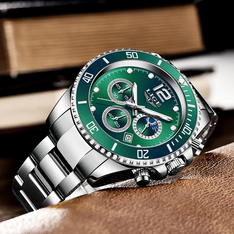 LIGE 2025 أفضل جديد كوارتز ساعة اليد موضة الأعمال ساعة رجالي مقاوم للماء ساعة مضيئة ساعات للرجال relogios masculino