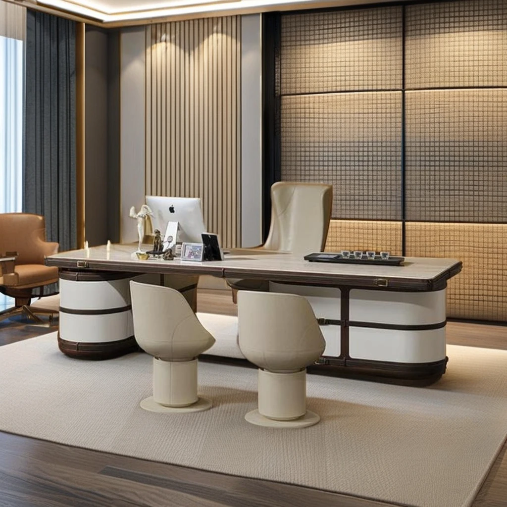 for Wall Street Inspired Modern Design Home Italy Luxury High-end Leather Computer Desk Home President's Office Customizable