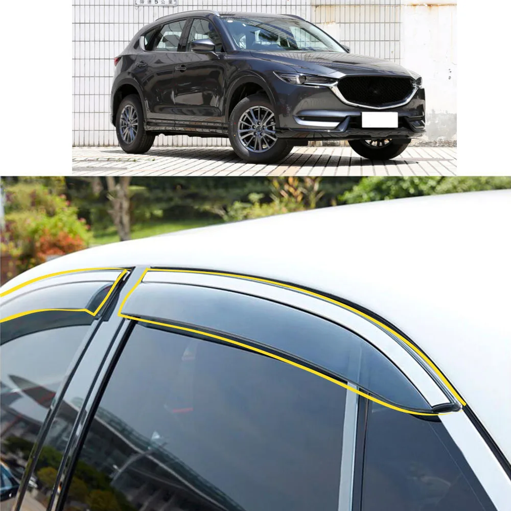 Car Body Styling Sticker Plastic Window Glass Wind Visor Rain/Sun Guard Vent Parts For MAZDA CX-5 CX5 2017 2018 2019 2020 2021