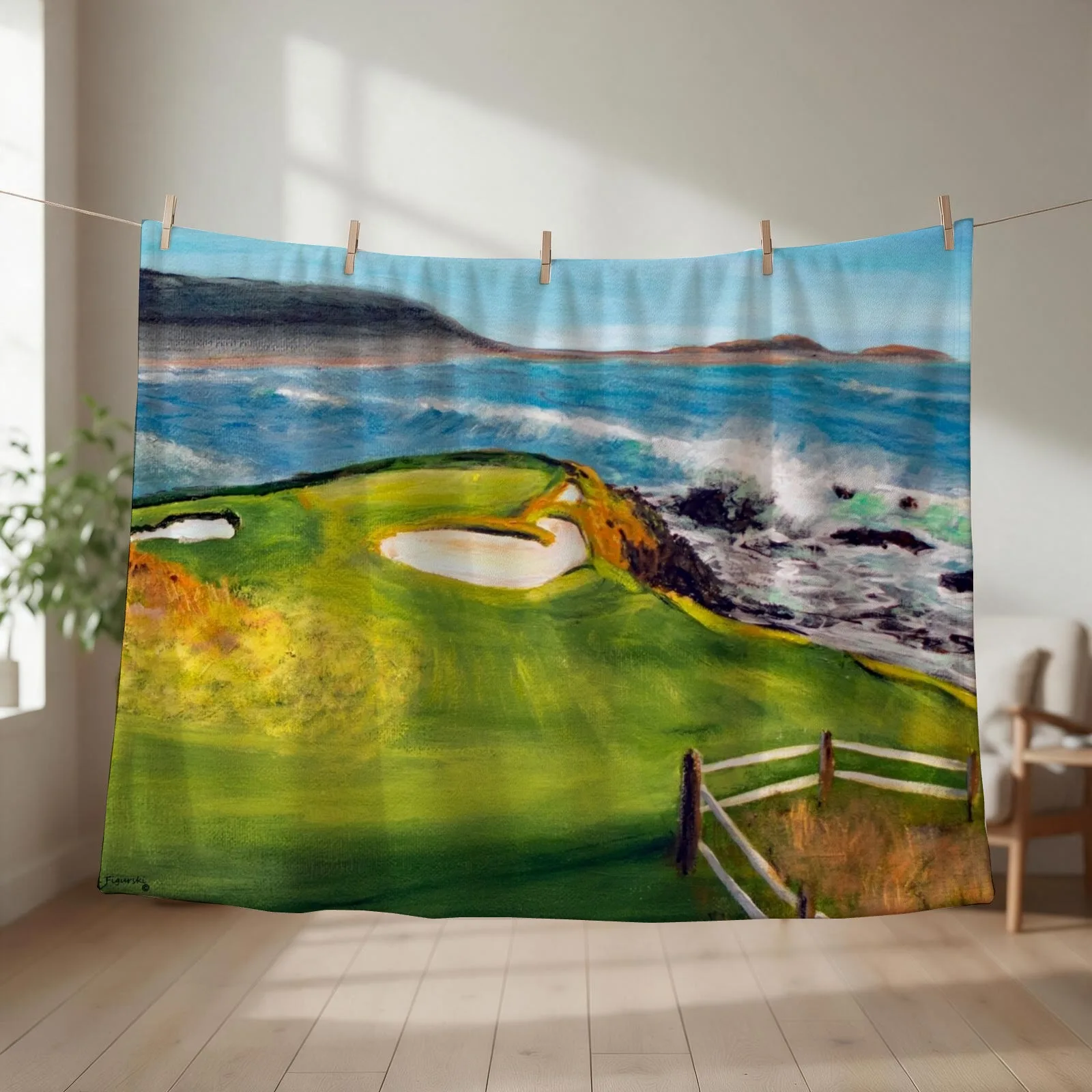 7th Hole At Pebble Beach California Throw Blanket wednesday Bed cosplay anime Soft Plush Plaid Blankets