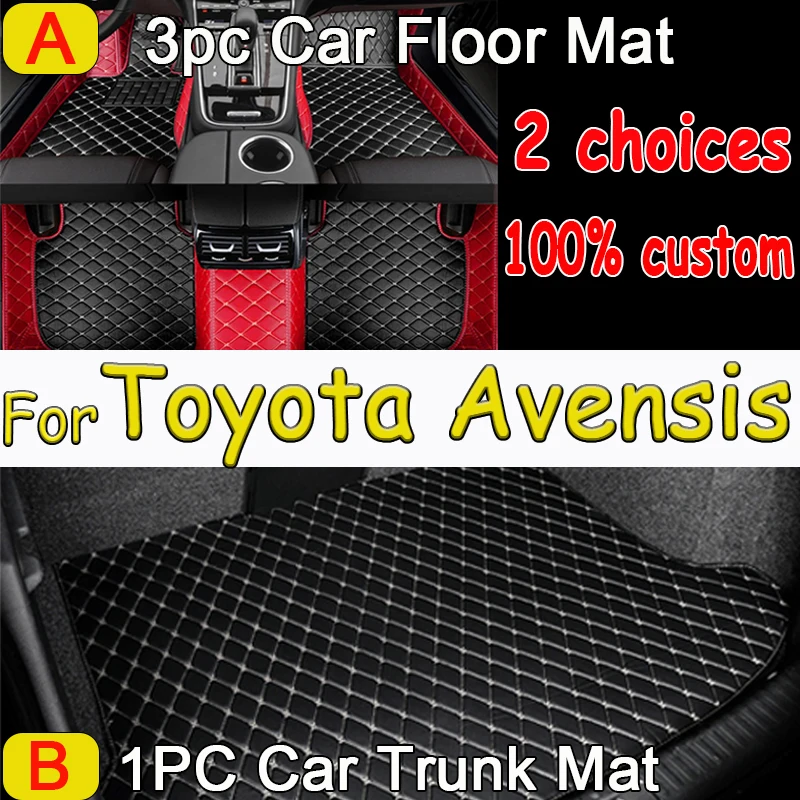 Car Floor Mats For Toyota Avensis T250 2003~2009 Luxury Leather Mat Durable Waterproof Carpet Auto Rugs Set Car Accessories 2004