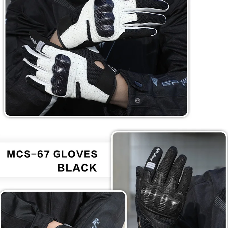 Motorcycle Leather Gloves Carbon Fiber Shell Suitable for Bike Gloves Skateboard Gloves Outdoor Gloves