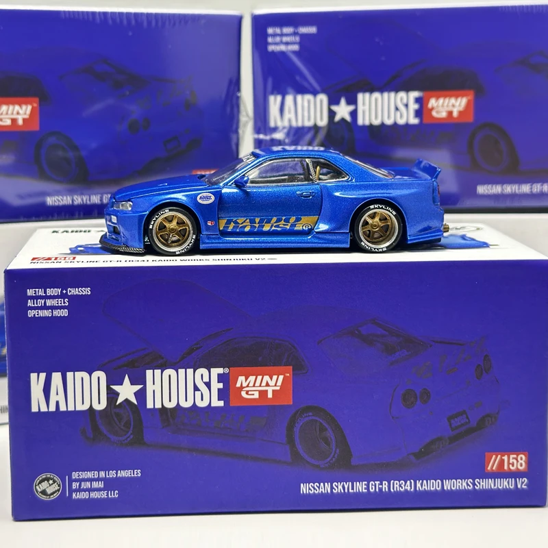 Kaido House Nissan Skyline GTR R34 Blue alloy Car Model 158 Chase